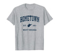 Hometown West Virginia Wv Athletic T-Shirt - Novelty Apparel for Adults - T-Shirt, Sweatshirt, Hoodie