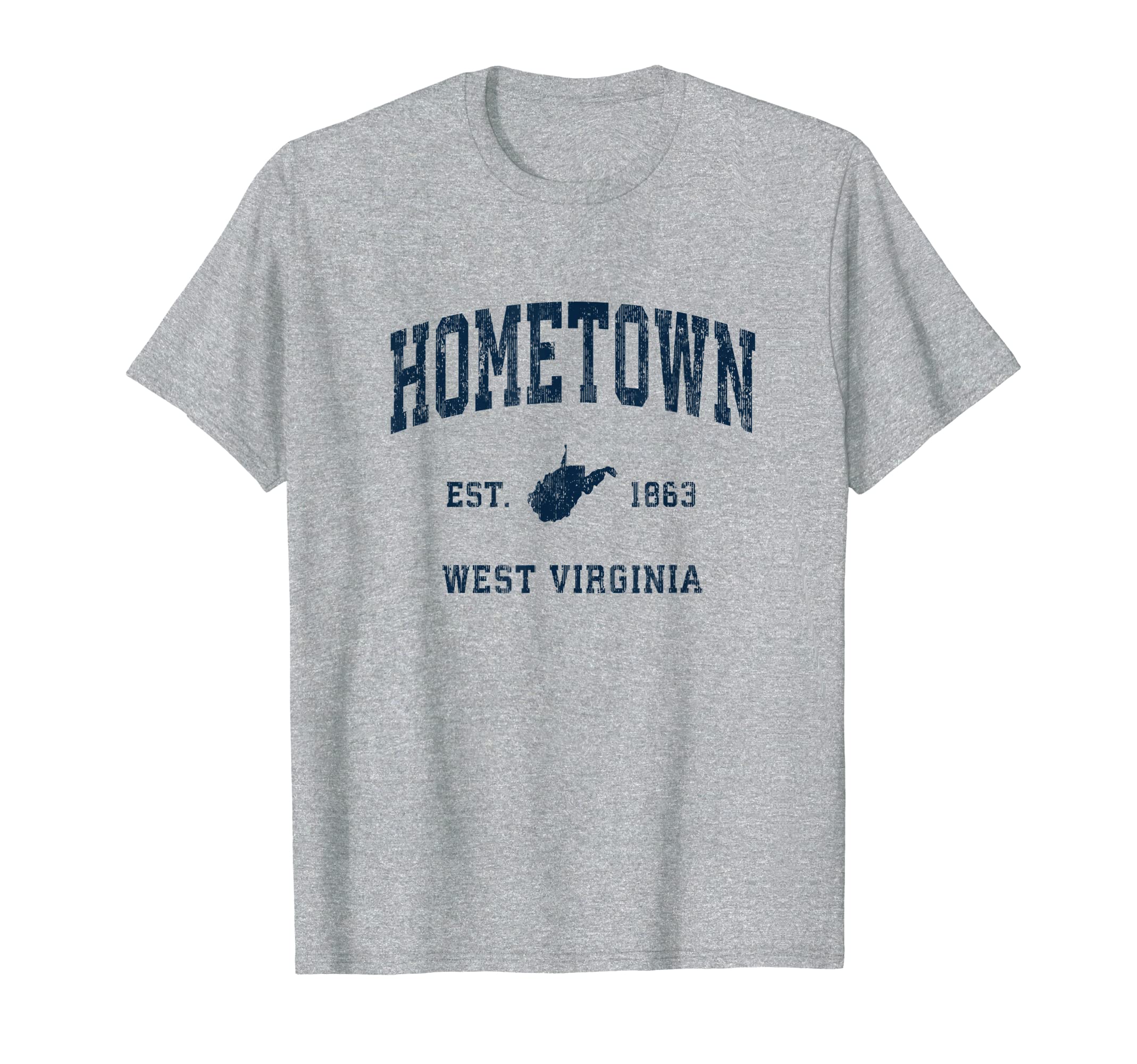Hometown West Virginia Wv Athletic T-Shirt - Novelty Apparel for Adults - T-Shirt, Sweatshirt, Hoodie