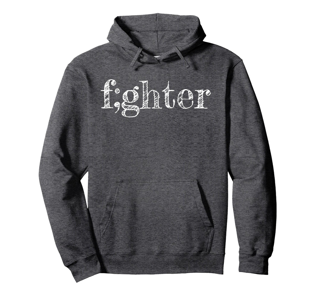 Semicolon Fighter Suicide Prevention Hoodie - Minimalist Print for Adults - T-Shirt, Sweatshirt, Hoodie
