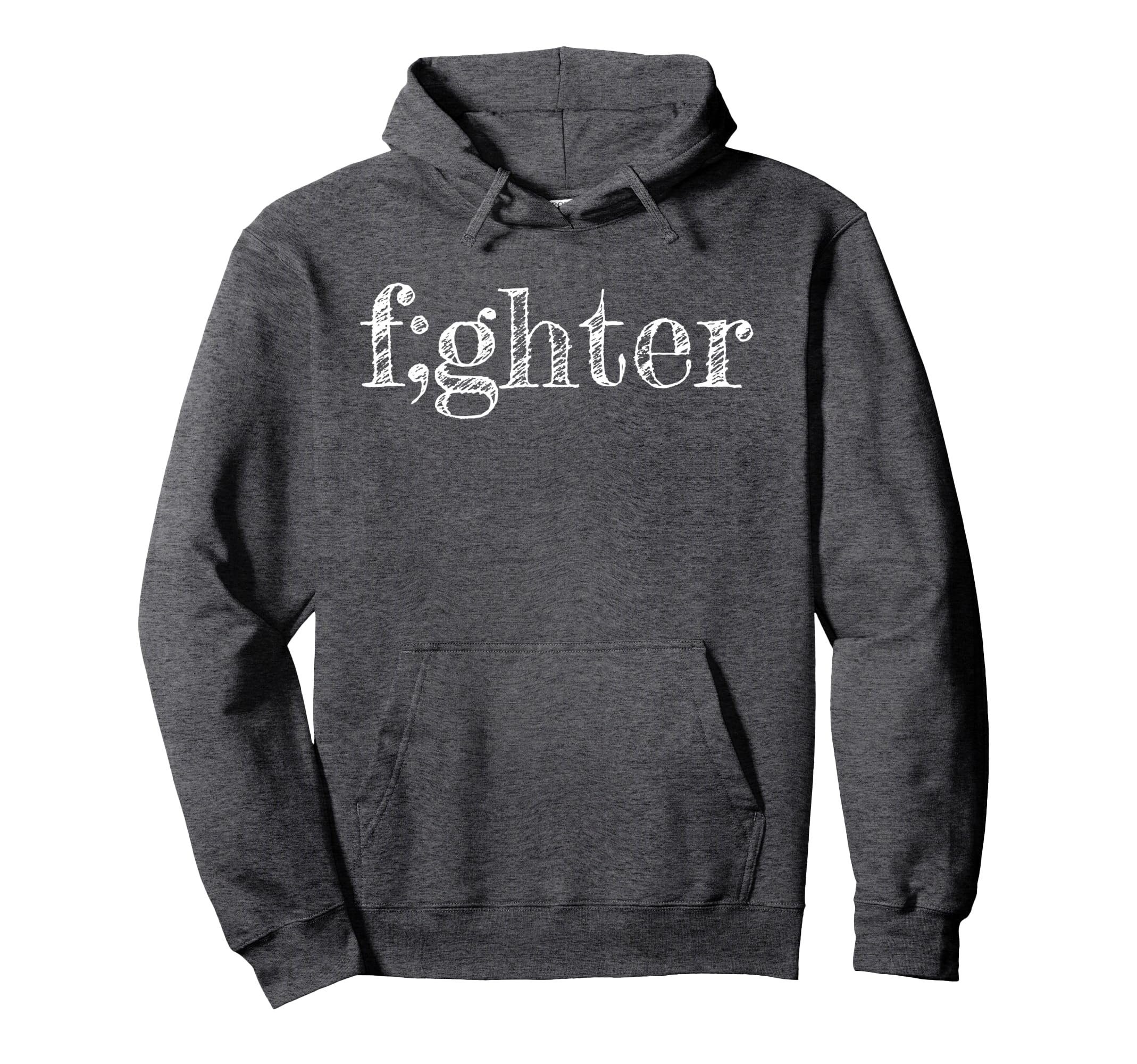 Semicolon Fighter Suicide Prevention Hoodie - Minimalist Print for Adults - T-Shirt, Sweatshirt, Hoodie