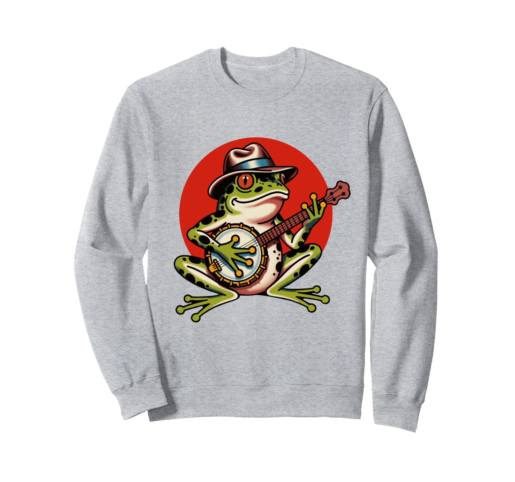 Frog Banjo Tattoo Flash American Sweatshirt - Casual Everyday Wear Unisex - T-Shirt, Sweatshirt, Hoodie