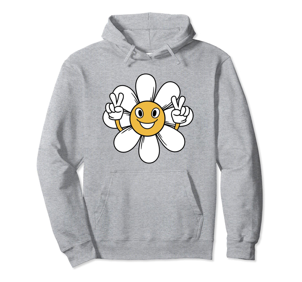 Happy Daisy Flower Hippie Smiling Face Hoodie - Graphic Print Men Women - T-Shirt, Sweatshirt, Hoodie