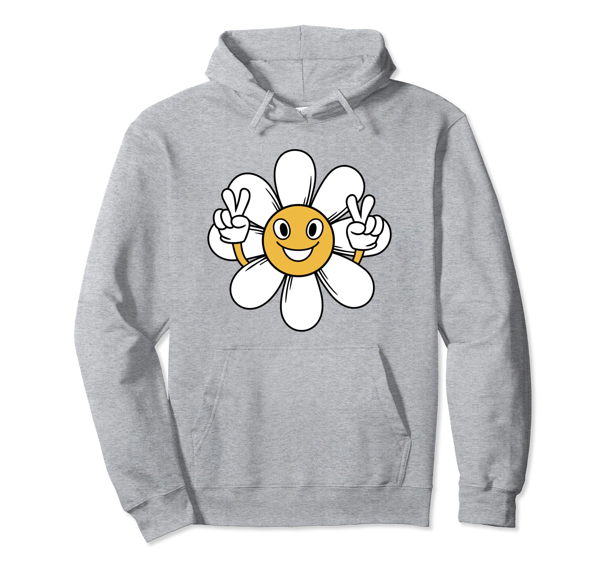 Happy Daisy Flower Hippie Smiling Face Hoodie - Graphic Print Men Women - T-Shirt, Sweatshirt, Hoodie