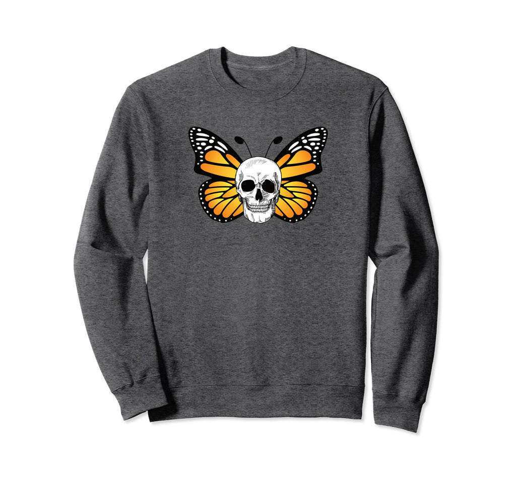 Monarch Butterfly Skull Antisocial Sweatshirt - Trendy Graphic Men Women - T-Shirt, Sweatshirt, Hoodie