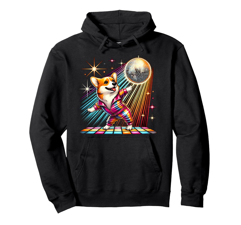 Aesthetic Corgi Dog Disco Hoodie - Streetwear Style Men Women - T-Shirt, Sweatshirt, Hoodie
