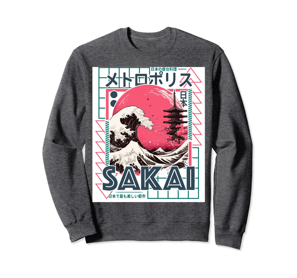 Sakai City 80S Synthwave Kanagawa Sweatshirt - Graphic Print Men Women - T-Shirt, Sweatshirt, Hoodie