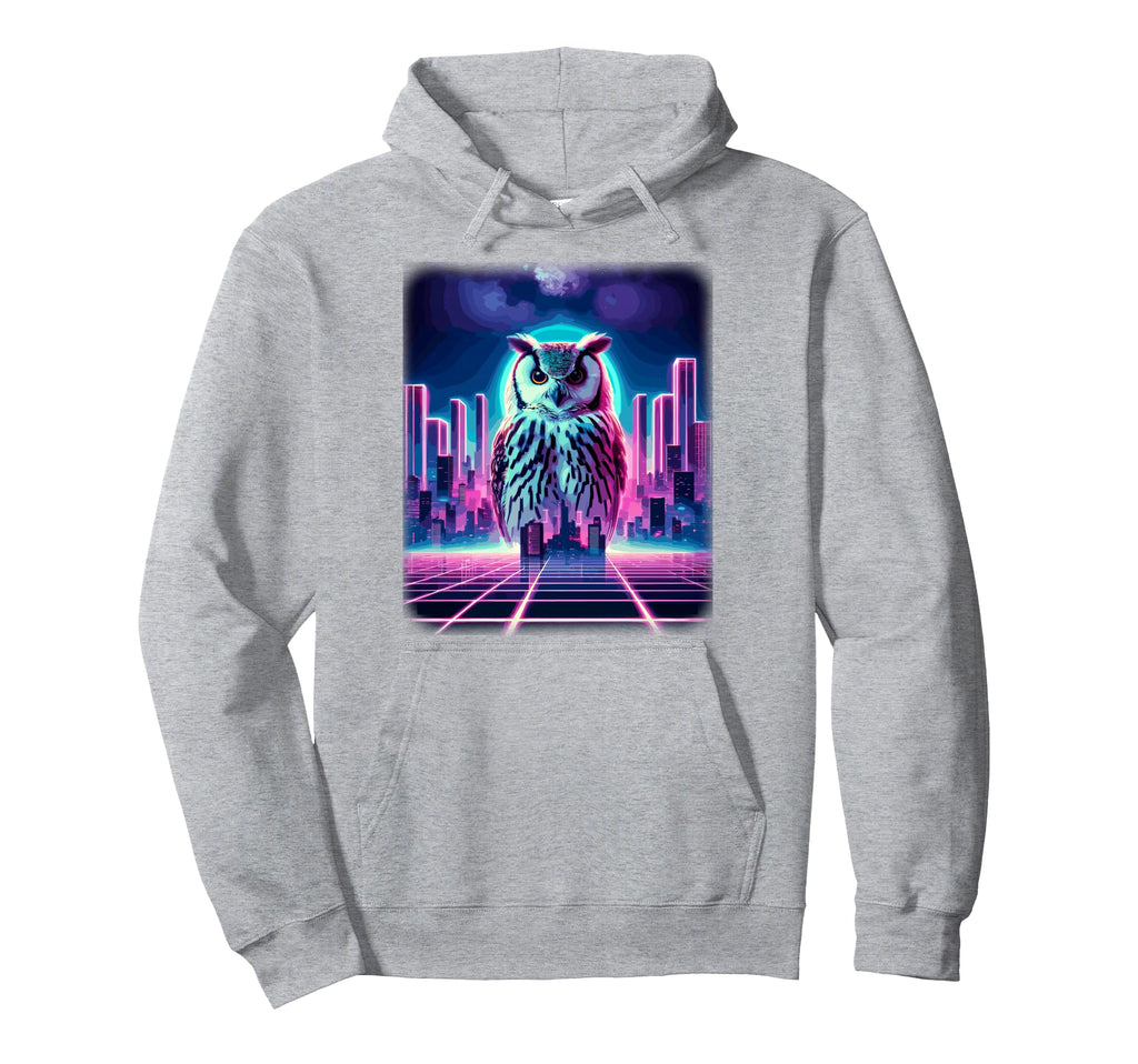 Synthwave Aesthetic Owl Lover Stuff 80S Hoodie - Fun Novelty Design Unisex - T-Shirt, Sweatshirt, Hoodie