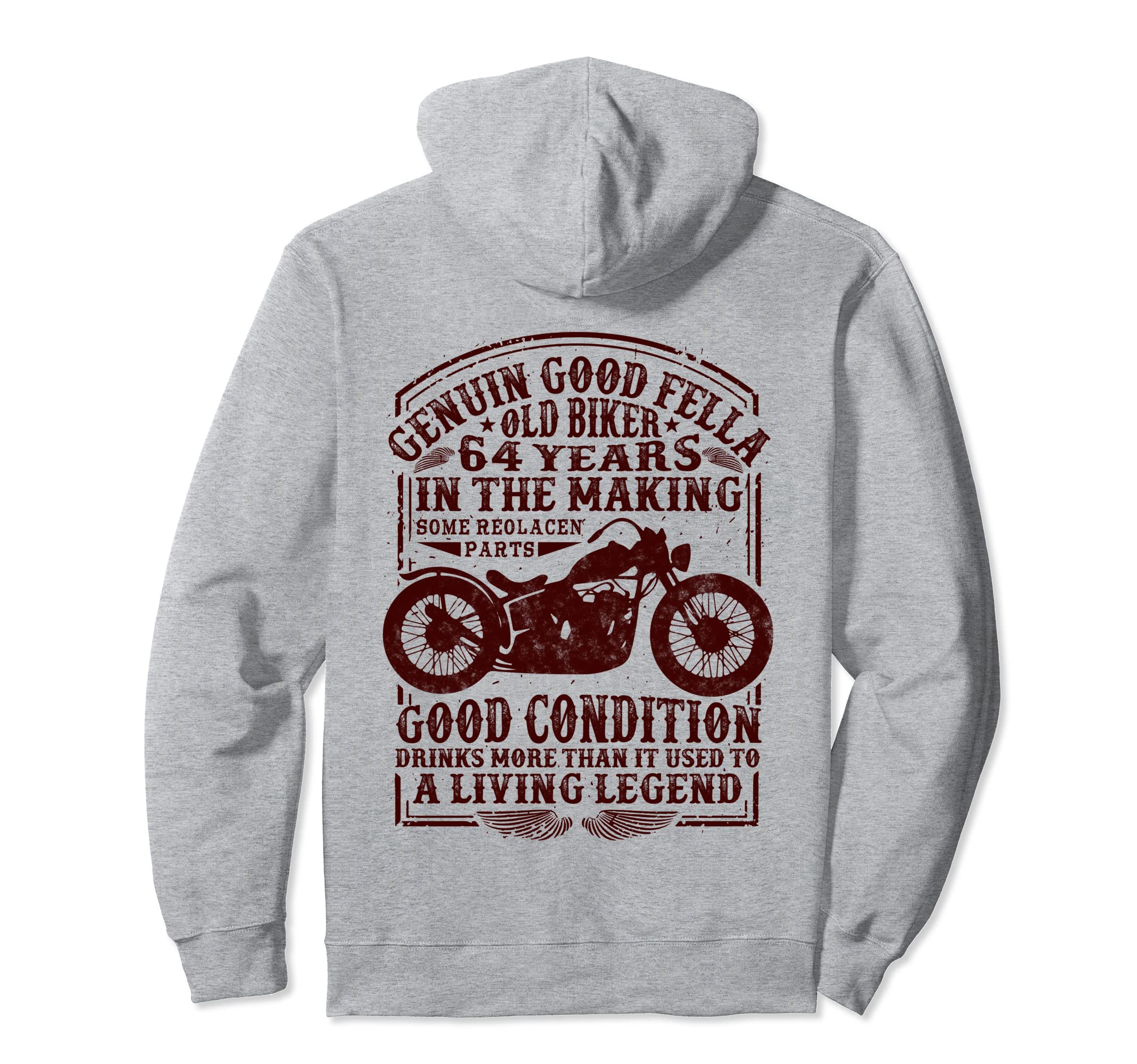64 Years Old Biker Birthday Hoodie - Novelty Apparel for Adults - T-Shirt, Sweatshirt, Hoodie
