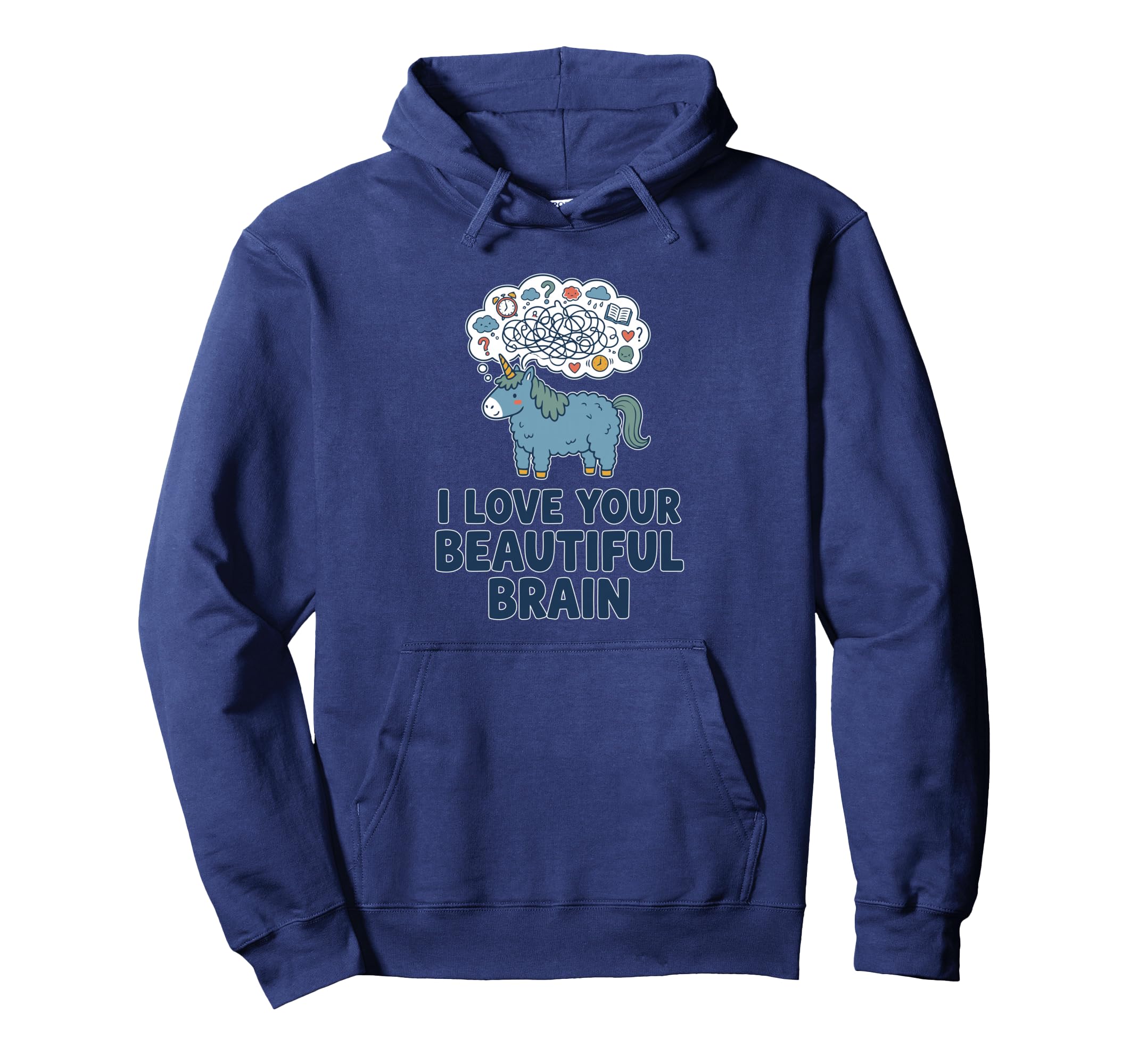 Overthinker Unicorn Brain Hoodie - Fun Novelty Design for Adults - T-Shirt, Sweatshirt, Hoodie