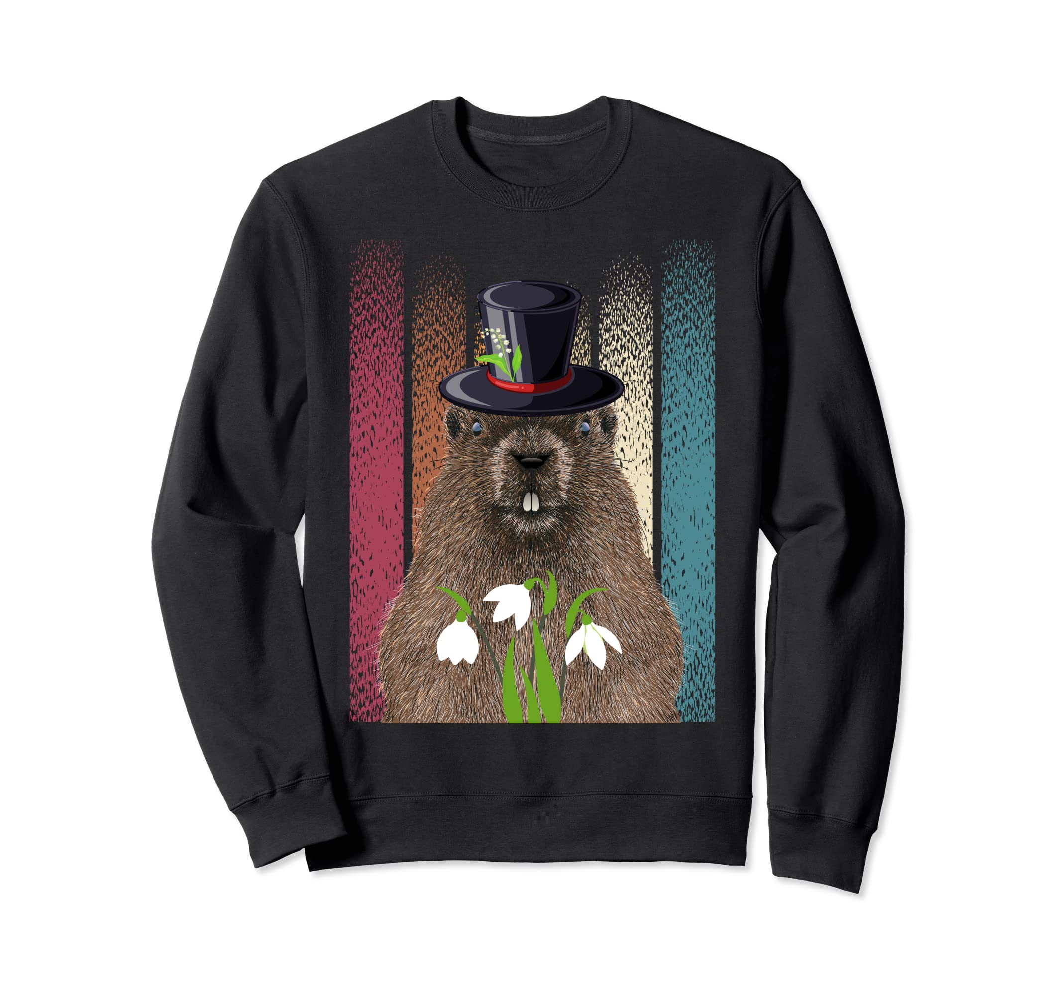 Groundhog Flowers Sunset Funny Sweatshirt - Graphic Print for Adults - T-Shirt, Sweatshirt, Hoodie
