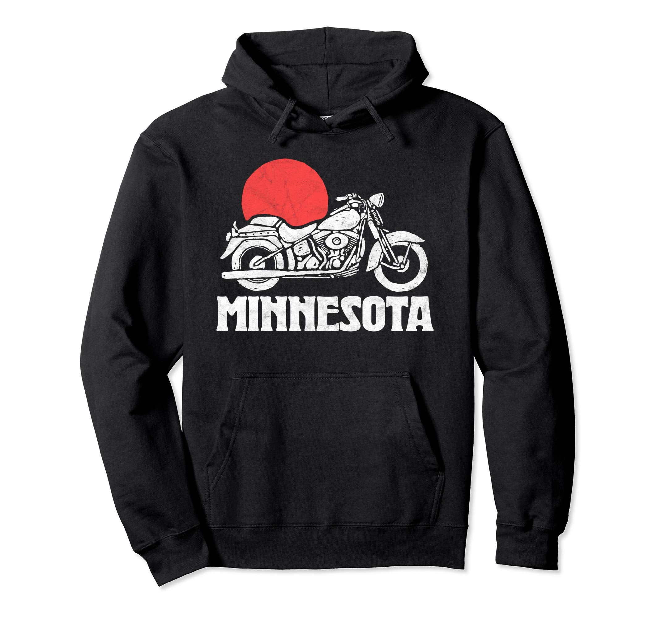 Minnesota Motorcycle Sun Minimalist Hoodie - Unique Graphic for Adults - T-Shirt, Sweatshirt, Hoodie