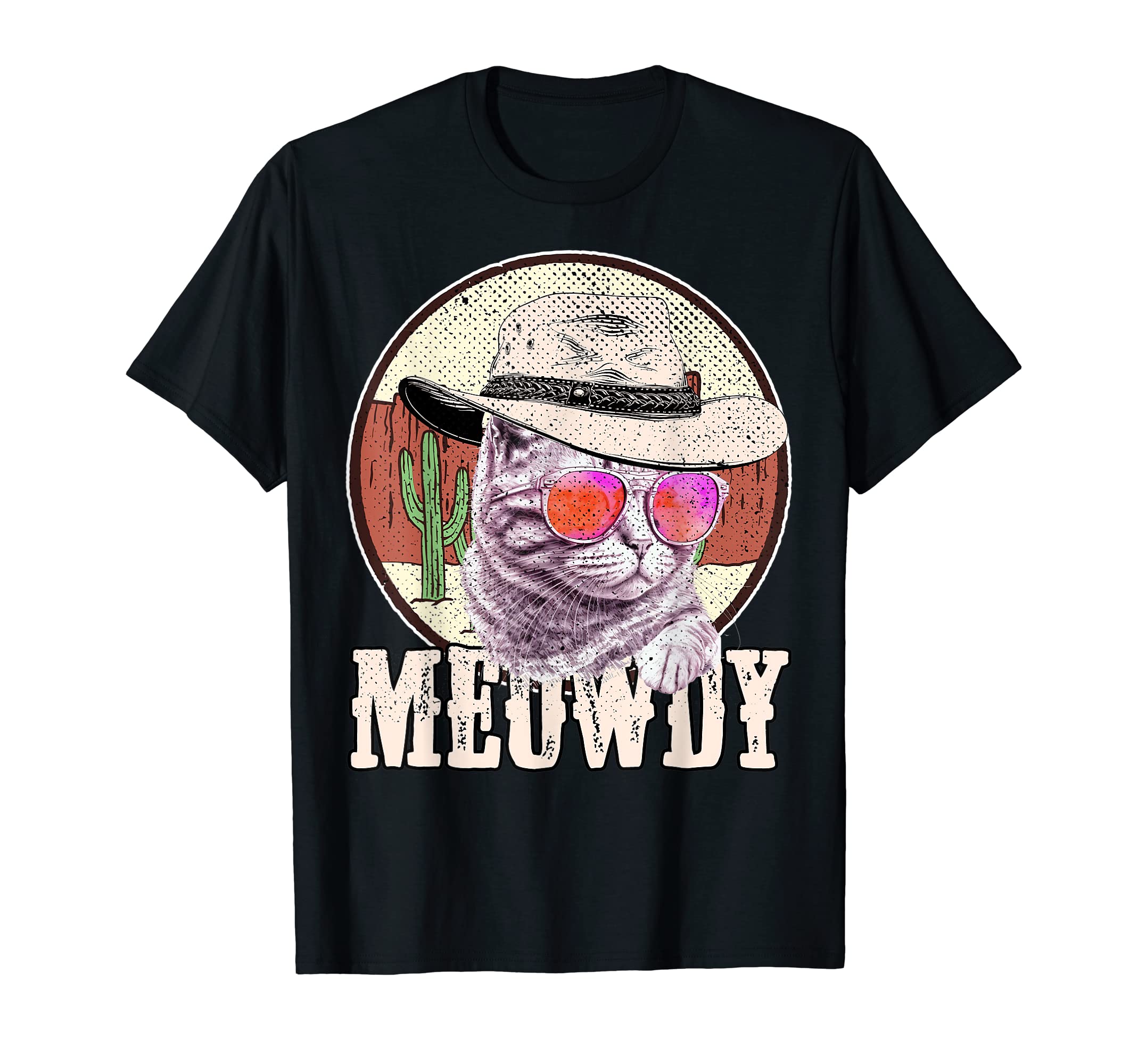 Meowdy Funny Country Cat Cowboy Hat T-Shirt - Custom Art Print Men Women - T-Shirt, Sweatshirt, Hoodie