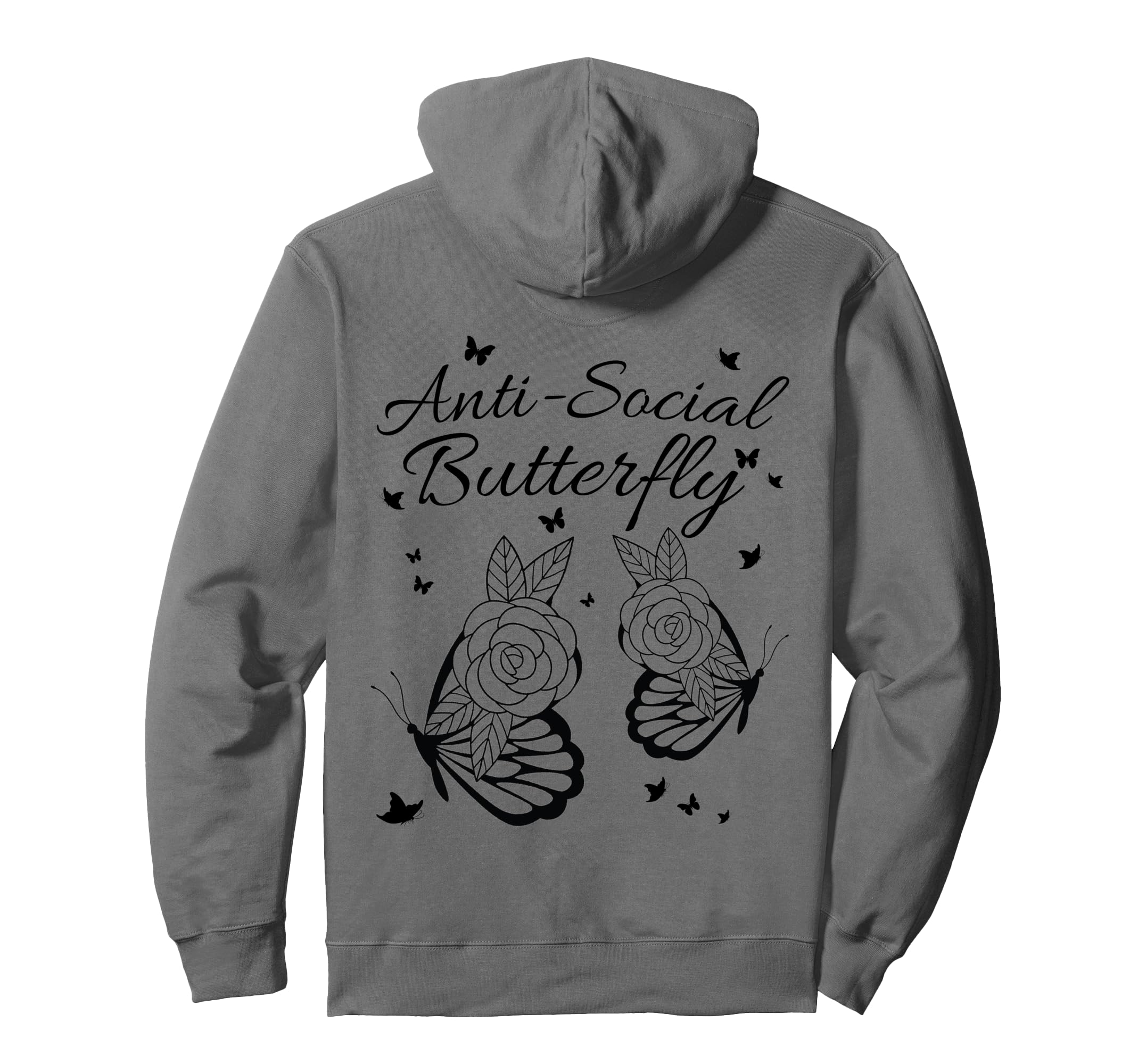 Anti Social Butterfly Simple Hoodie - Aesthetic Graphic for Adults - T-Shirt, Sweatshirt, Hoodie