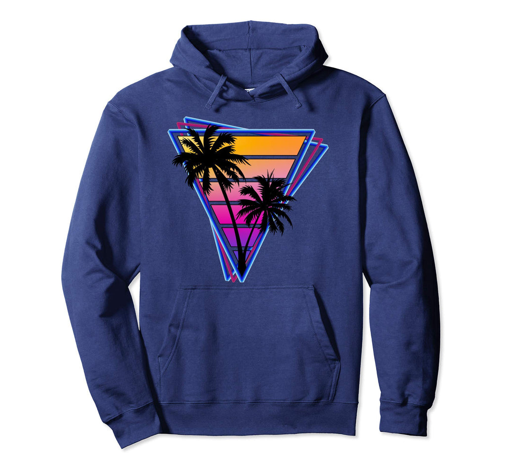 80S Palm Tree Synthwave Triangle Hoodie - Fun Novelty Design Unisex - T-Shirt, Sweatshirt, Hoodie
