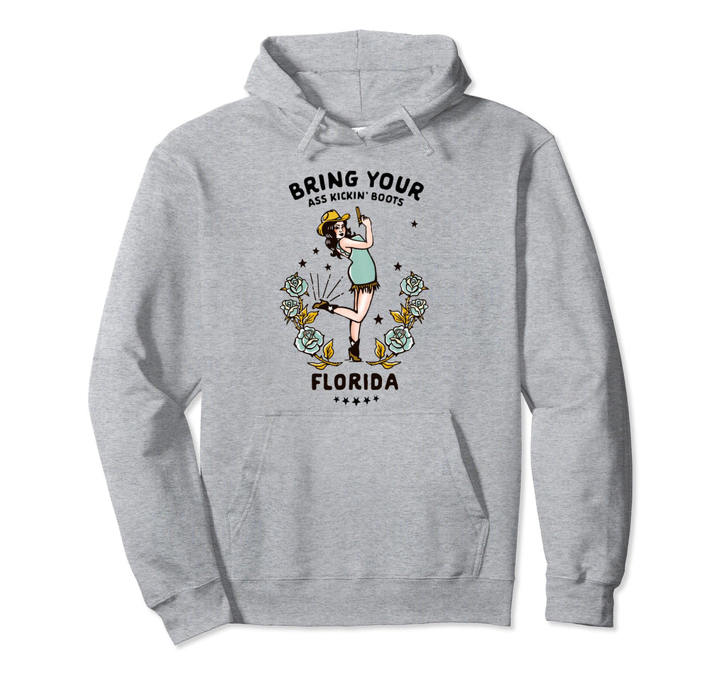 Ass Kicking Boots Funny Florida Western Hoodie - Graphic Print for Adults - T-Shirt, Sweatshirt, Hoodie