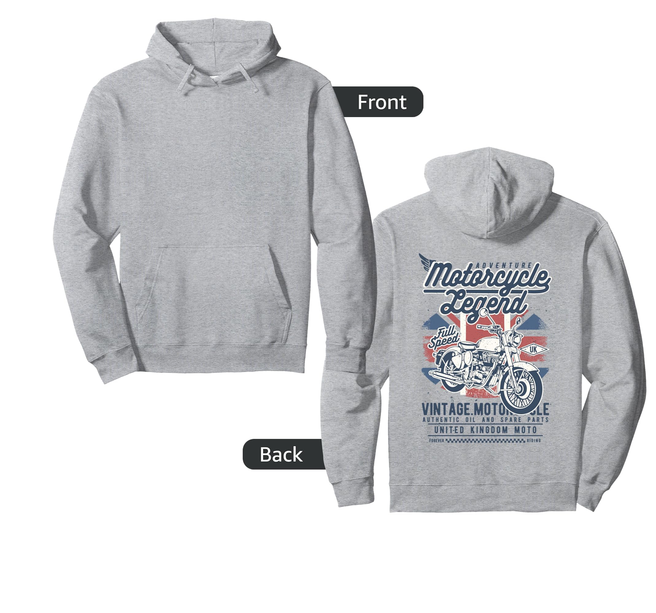 British Uk Motorcycle Adventure Hoodie - Custom Art Print Men Women - T-Shirt, Sweatshirt, Hoodie
