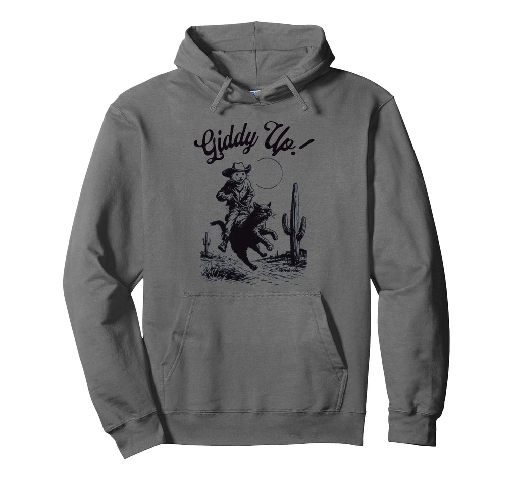 Cowboy Mouse Riding Cat Western Rodeo Funny Hoodie - Trendy Graphic Unisex - T-Shirt, Sweatshirt, Hoodie