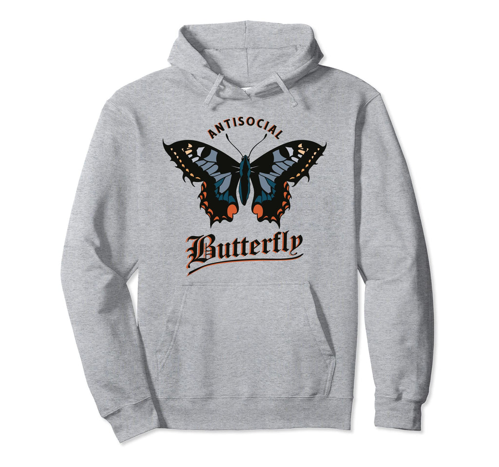 Antisocial Butterfly Sarcastic Funny Hoodie - Novelty Apparel for Adults - T-Shirt, Sweatshirt, Hoodie