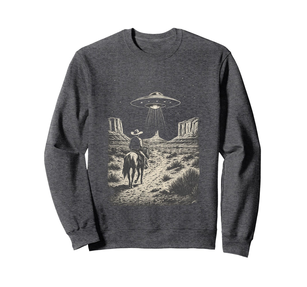 Cowboy Ufo Alien Encounter Horse Sweatshirt - Custom Art Print for Adults - T-Shirt, Sweatshirt, Hoodie