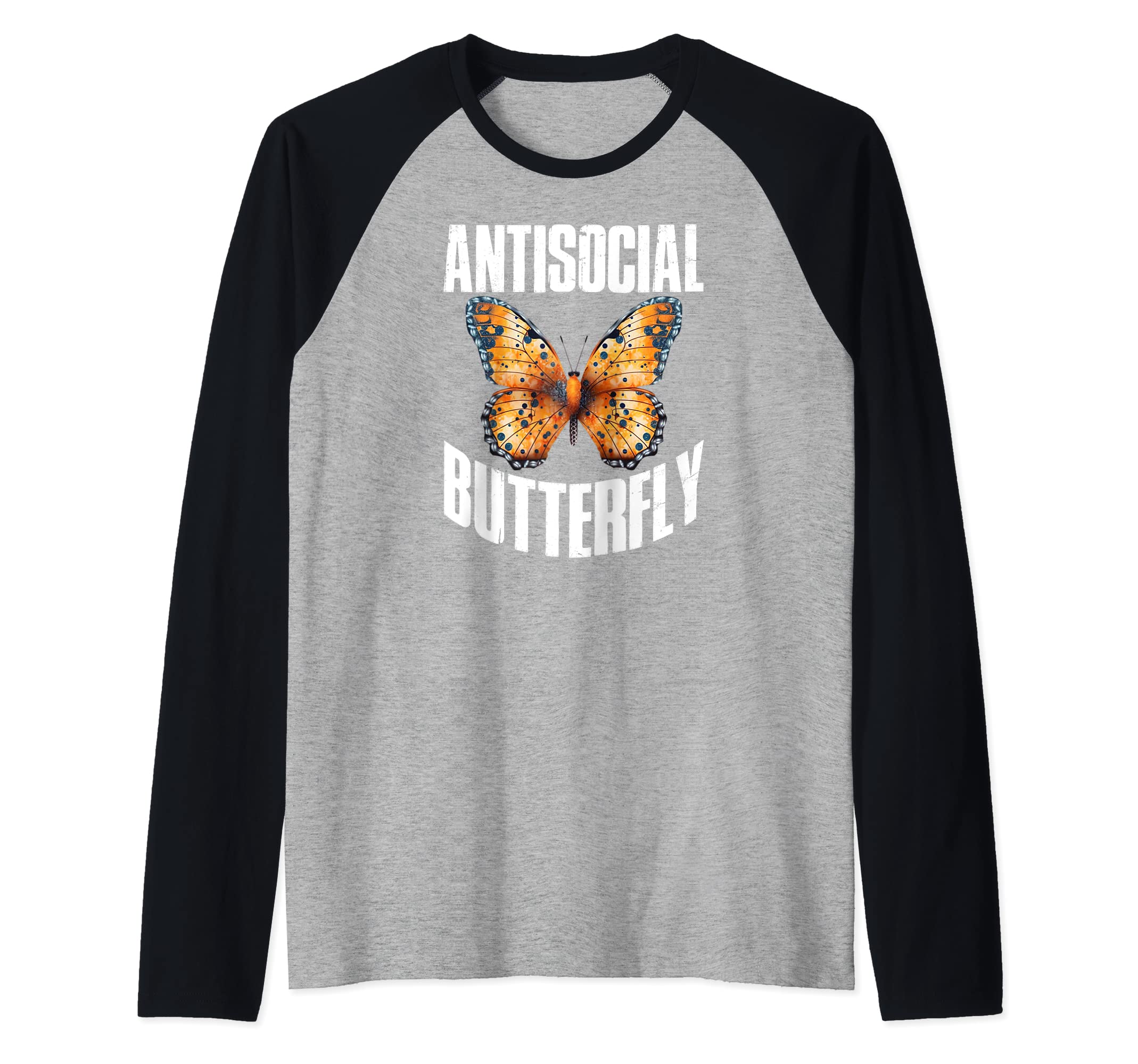 Antisocial Butterfly Raglan Baseball Hoodie - Custom Art Print Unisex - T-Shirt, Sweatshirt, Hoodie
