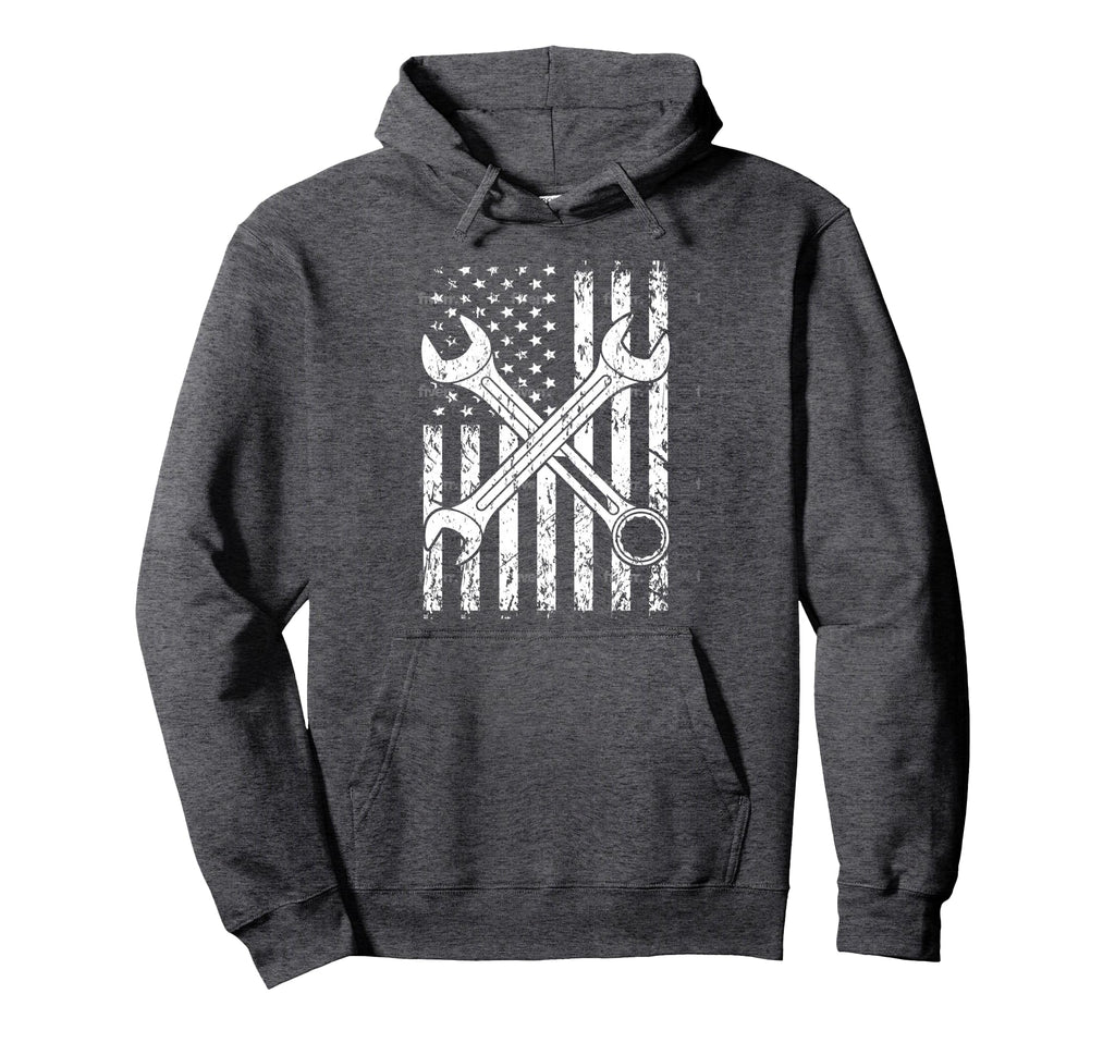 Usa Flag Car Mechanic Tools Patriotic Hoodie - Trendy Graphic Men Women - T-Shirt, Sweatshirt, Hoodie
