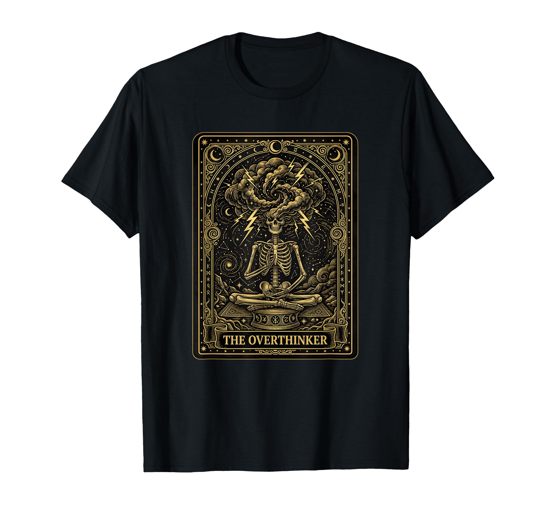 Funny Tarot Card Overthinker Skeleton T-Shirt - Unique Graphic for Adults - T-Shirt, Sweatshirt, Hoodie