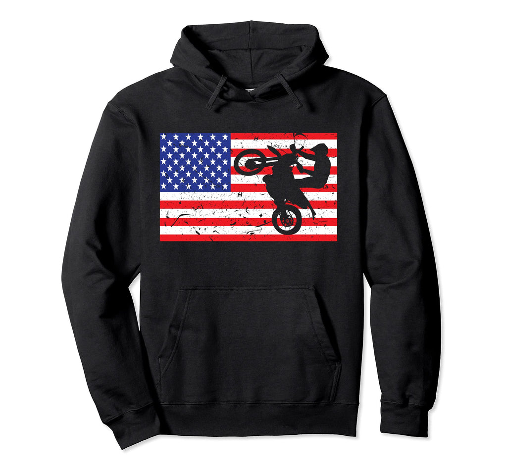 Distressed Enduro Usa American Flag Hoodie - Aesthetic Graphic Unisex - T-Shirt, Sweatshirt, Hoodie