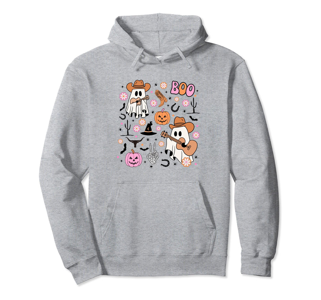 Spooky Ghost Cowboy Halloween Boo Western Hoodie - Trendy Graphic Unisex - T-Shirt, Sweatshirt, Hoodie