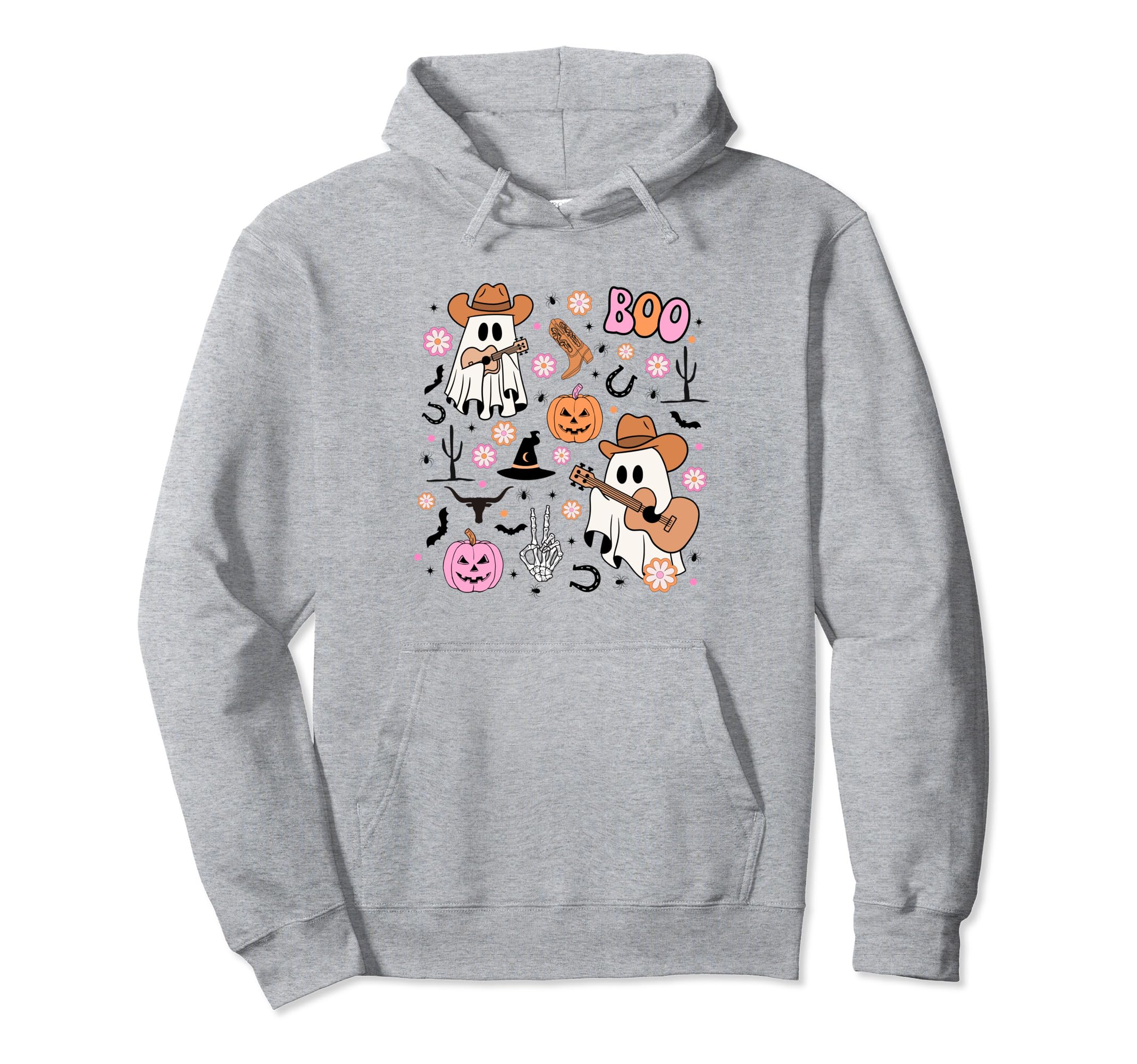 Spooky Ghost Cowboy Halloween Boo Western Hoodie - Trendy Graphic Unisex - T-Shirt, Sweatshirt, Hoodie