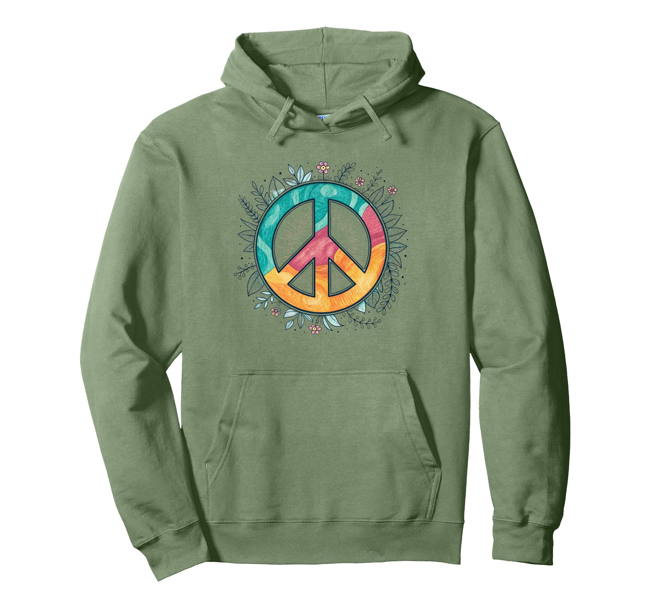 Peace Sign Hippie Floral Hoodie - Streetwear Style Men Women - T-Shirt, Sweatshirt, Hoodie