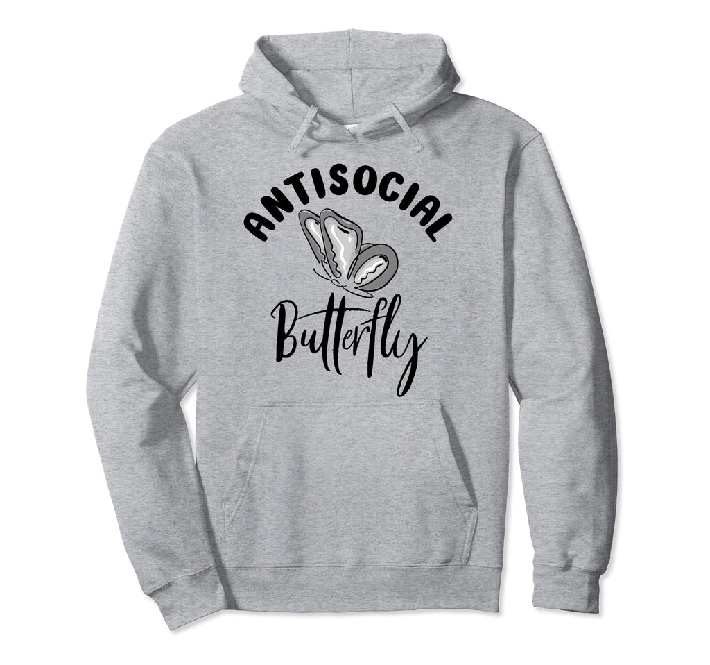 Antisocial Butterfly Antisocial Hoodie - Fun Novelty Design Unisex - T-Shirt, Sweatshirt, Hoodie
