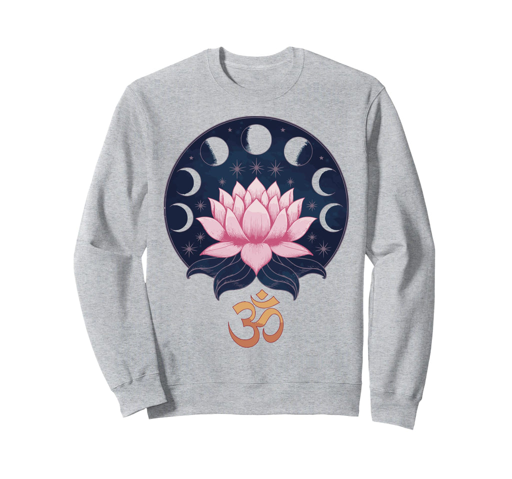 Lotus Flower Moon Phases Zen Yoga Sweatshirt - Novelty Apparel Unisex - T-Shirt, Sweatshirt, Hoodie