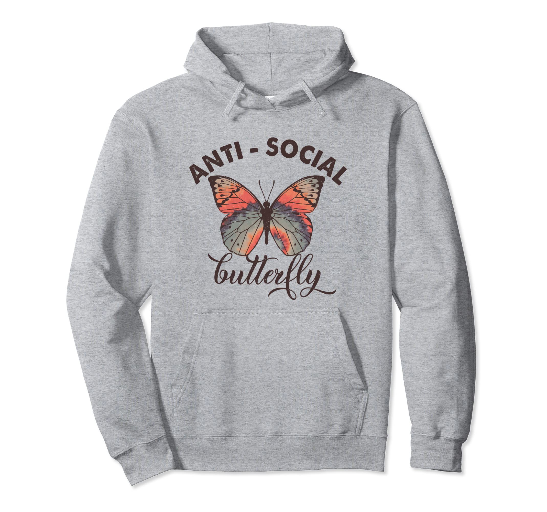 Antisocial Butterfly Anti Social Anxiety Hoodie - Unique Graphic Men Women - T-Shirt, Sweatshirt, Hoodie