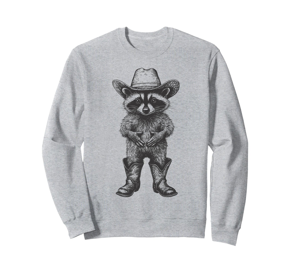 Raccoon Cowboy Hat Funny Western Sweatshirt - Custom Art Print for Adults - T-Shirt, Sweatshirt, Hoodie
