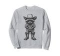 Raccoon Cowboy Hat Funny Western Sweatshirt - Custom Art Print for Adults - T-Shirt, Sweatshirt, Hoodie