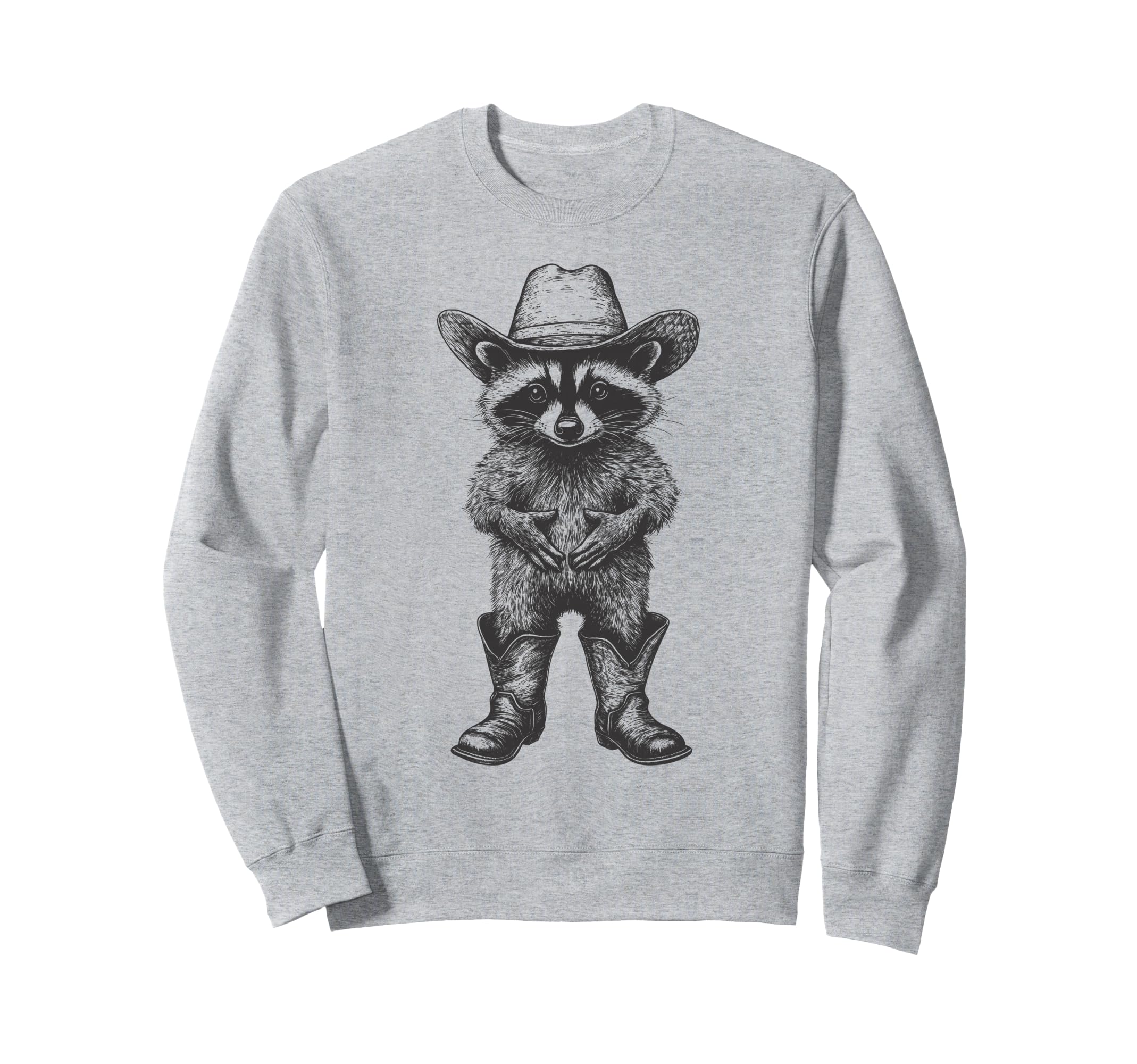 Raccoon Cowboy Hat Funny Western Sweatshirt - Custom Art Print for Adults - T-Shirt, Sweatshirt, Hoodie