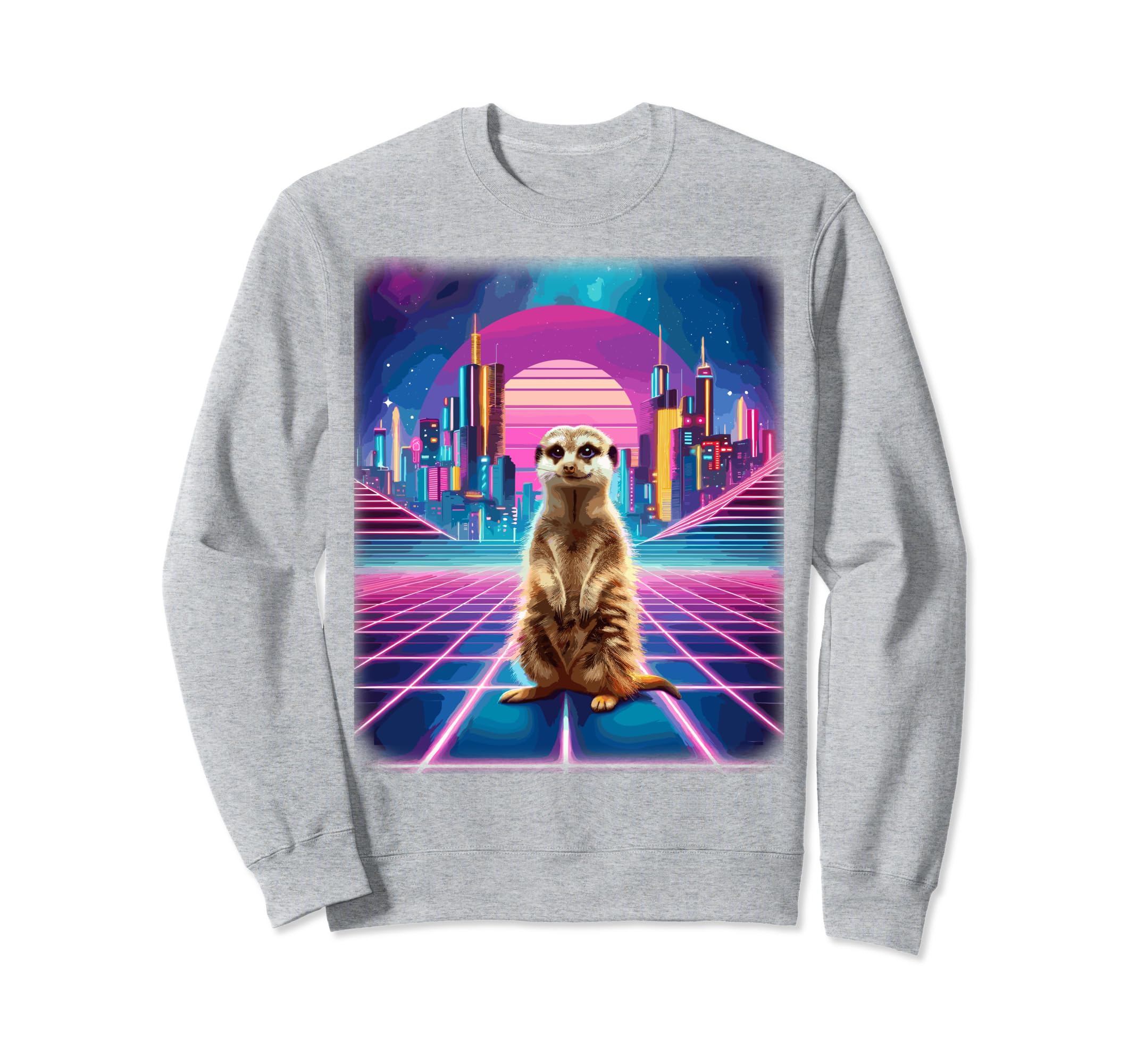 Synthwave Aesthetic Meerkat Lover Sweatshirt - Custom Art Print Men Women - T-Shirt, Sweatshirt, Hoodie