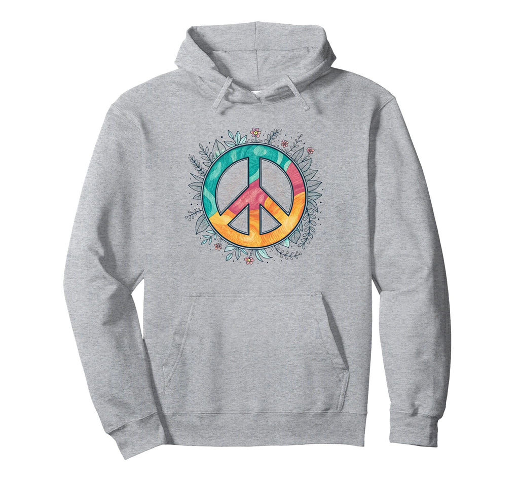 Peace Sign Hippie Floral Hoodie - Streetwear Style Men Women - T-Shirt, Sweatshirt, Hoodie