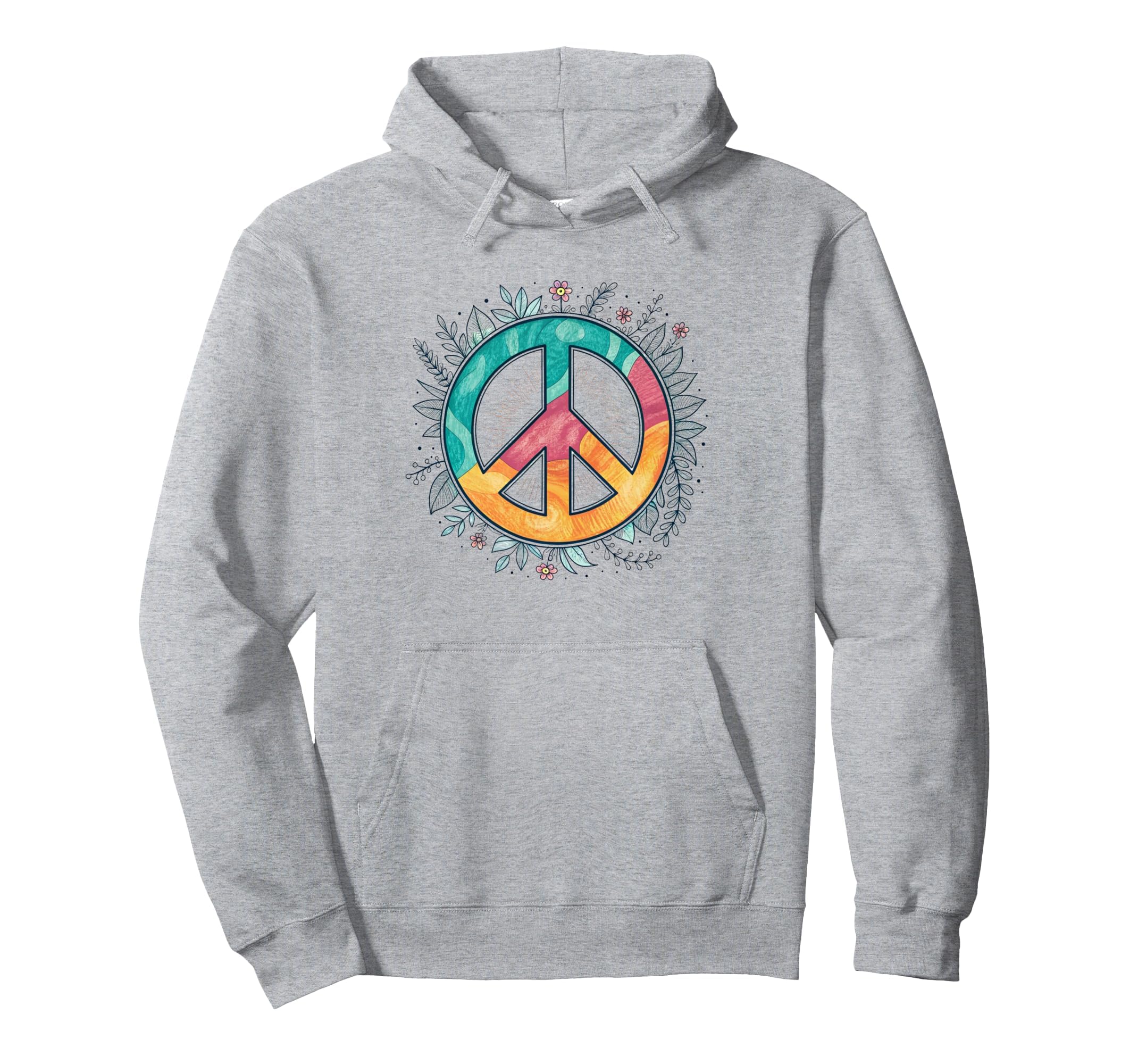 Peace Sign Hippie Floral Hoodie - Streetwear Style Men Women - T-Shirt, Sweatshirt, Hoodie