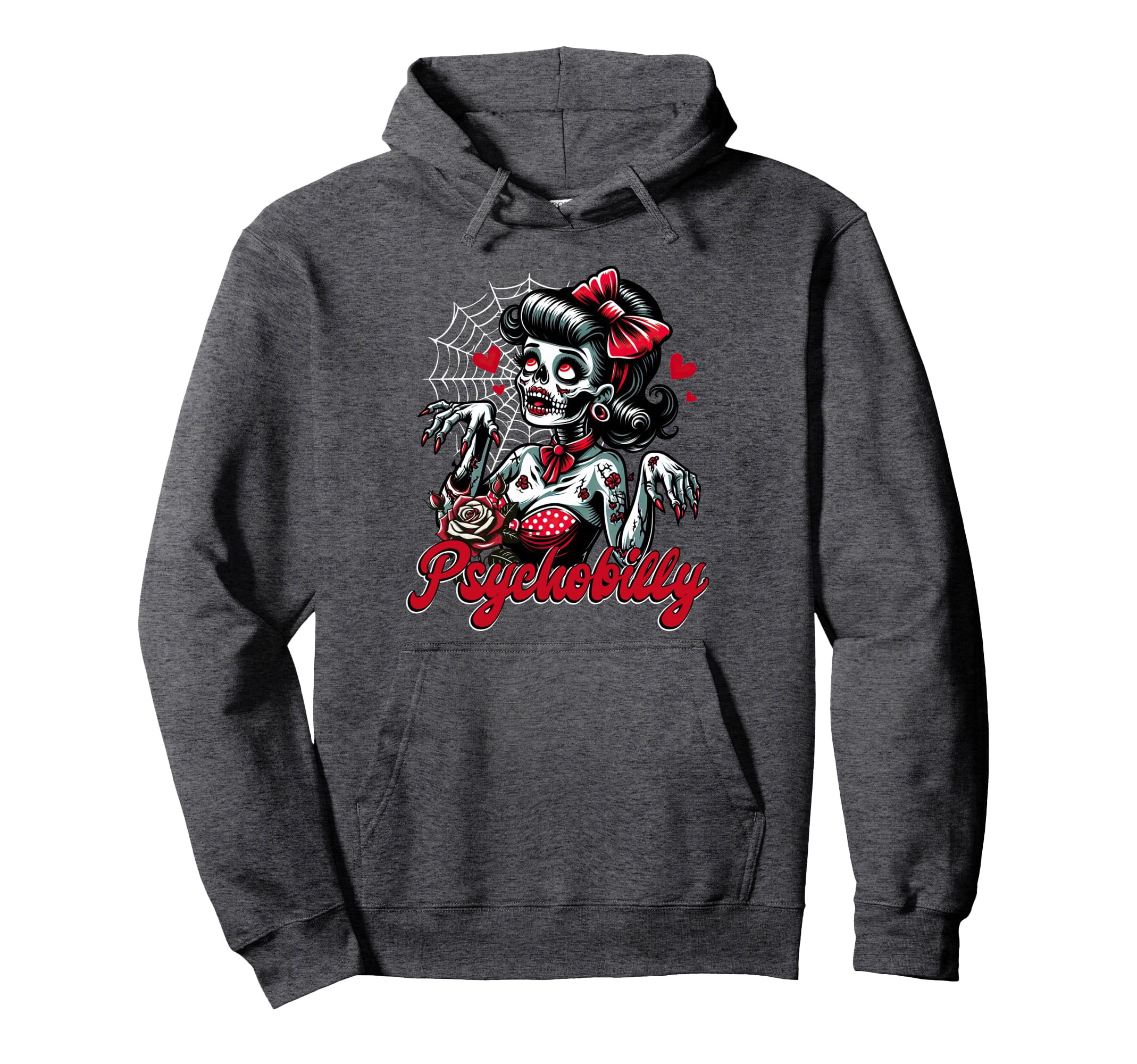 Kawaii Horror Zombie Rockabilly Pin Up Hoodie - Unique Graphic Men Women - T-Shirt, Sweatshirt, Hoodie