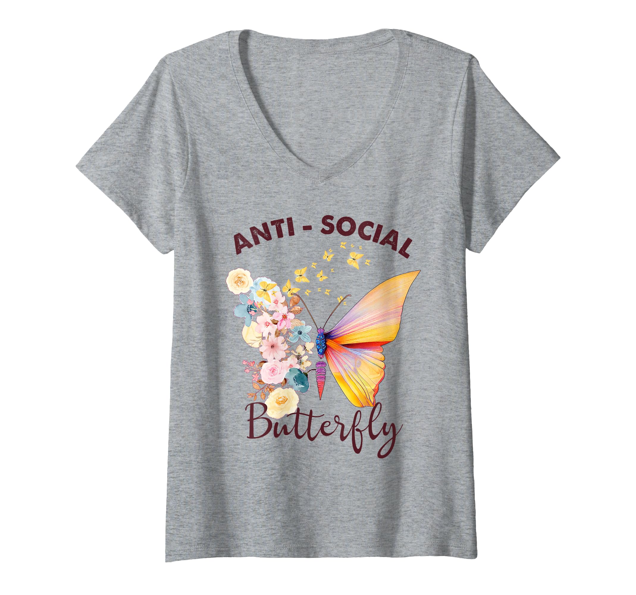 Womens Antisocial Butterfly Introvert T-Shirt - Unique Graphic Men Women - T-Shirt, Sweatshirt, Hoodie