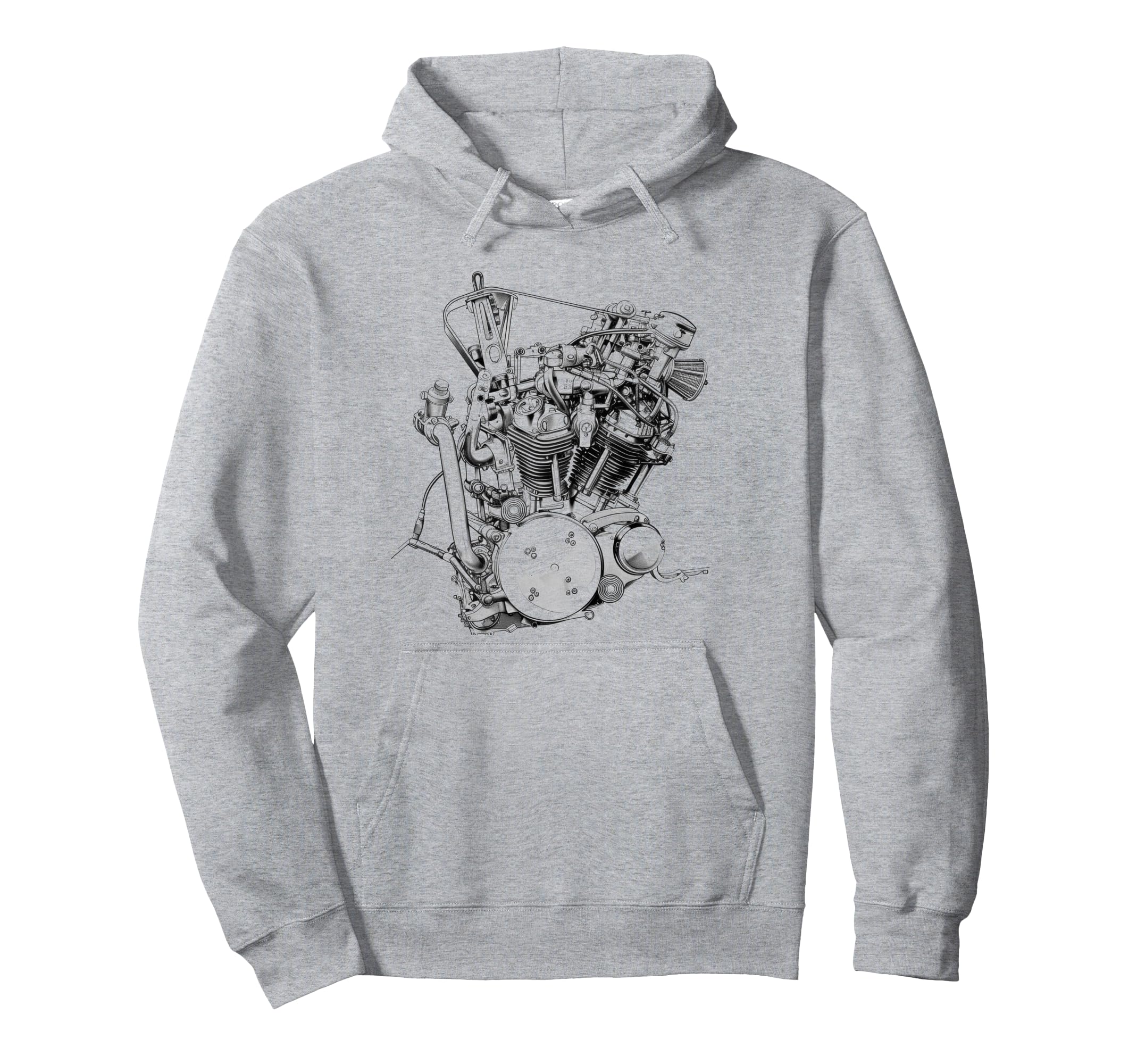 Motorcycle Engine Blueprint Diagram Hoodie - Minimalist Print for Adults - T-Shirt, Sweatshirt, Hoodie