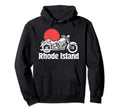 Rhode Island Motorcycle Sun Minimalist Hoodie - Novelty Apparel Men Women - T-Shirt, Sweatshirt, Hoodie