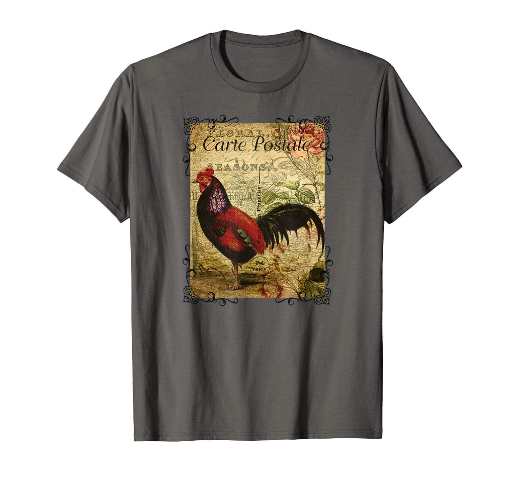 Whimsical Rooster French Paris Floral T-Shirt - Streetwear Style Unisex - T-Shirt, Sweatshirt, Hoodie