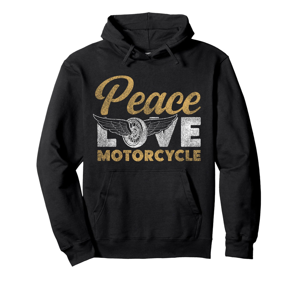 Motorcycle Biker Female Peace Love Hoodie - Minimalist Print Unisex - T-Shirt, Sweatshirt, Hoodie