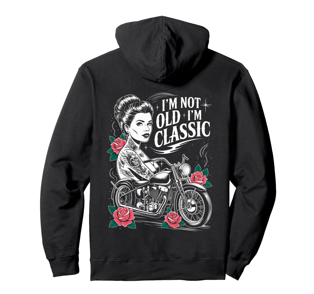 Funny Biker Riding Motorcycle Outfit Hoodie - Unique Graphic for Adults - T-Shirt, Sweatshirt, Hoodie