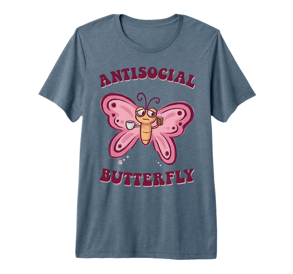 Groovy Anti Social Butterfly Ironic T-Shirt - Graphic Print Men Women - T-Shirt, Sweatshirt, Hoodie