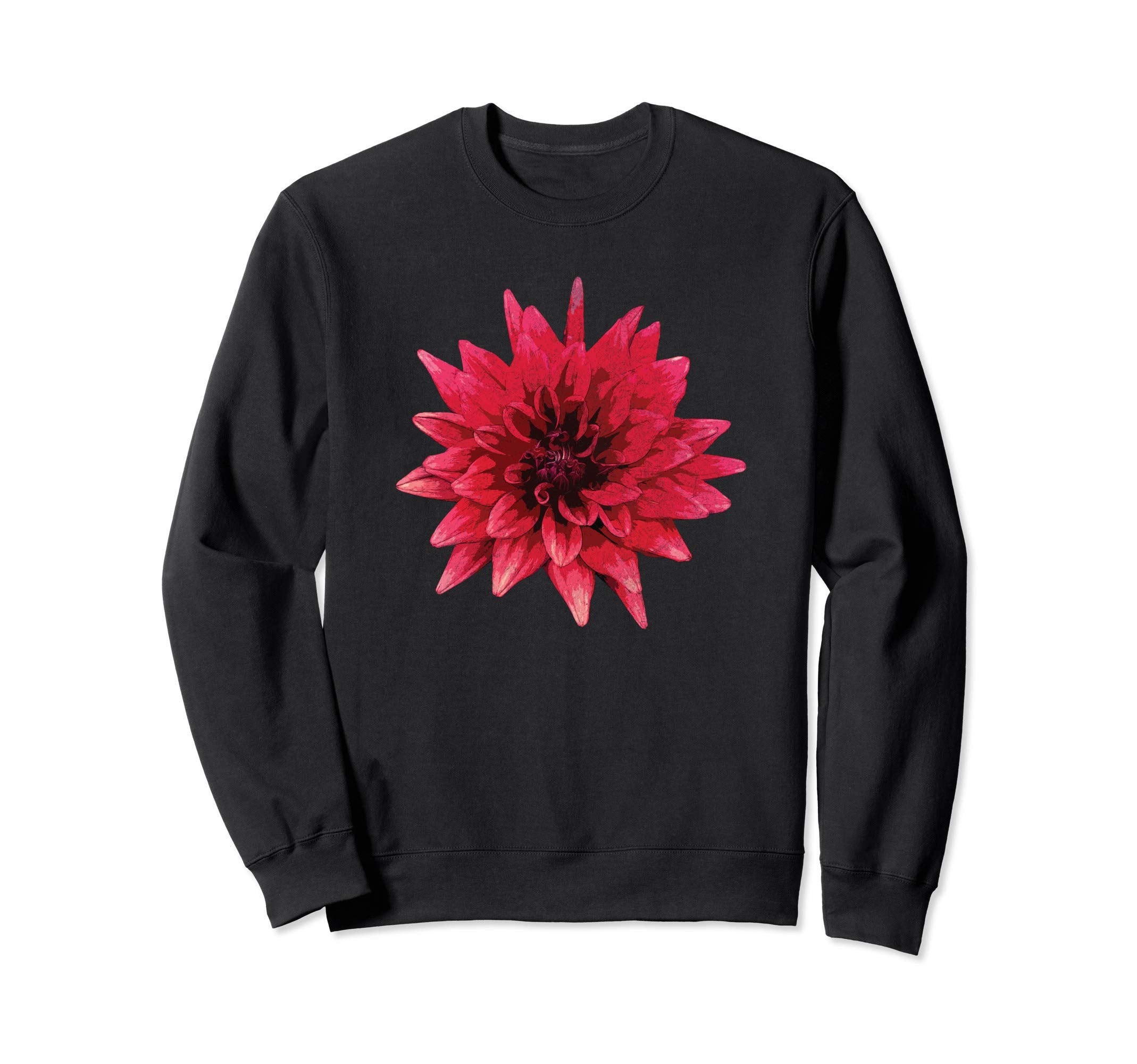Red Dahlia Large Flower Sweatshirt - Aesthetic Graphic for Adults - T-Shirt, Sweatshirt, Hoodie