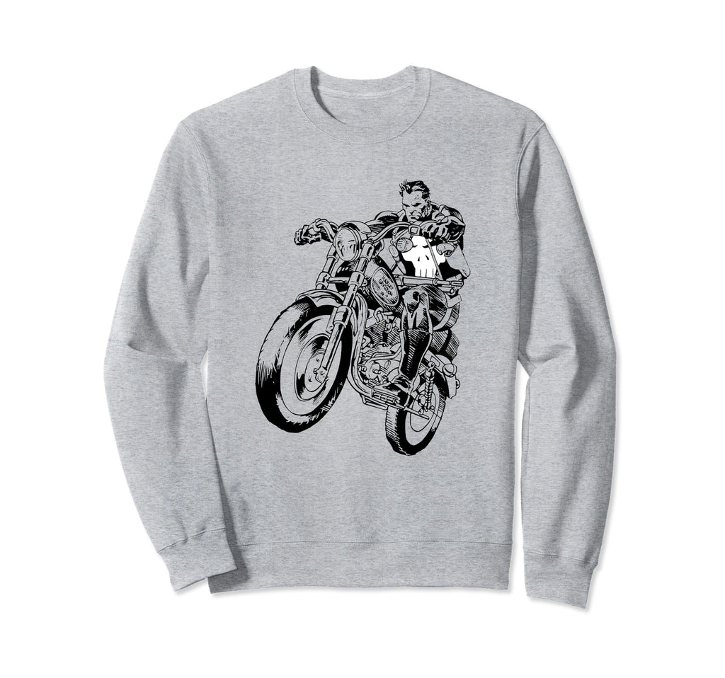 Marvel Punisher Riding Motorcycle Sweatshirt - Aesthetic Graphic Men Women - T-Shirt, Sweatshirt, Hoodie