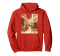 Illustrated European Caf Street Scene Art Hoodie - Custom Art Print Unisex - T-Shirt, Sweatshirt, Hoodie